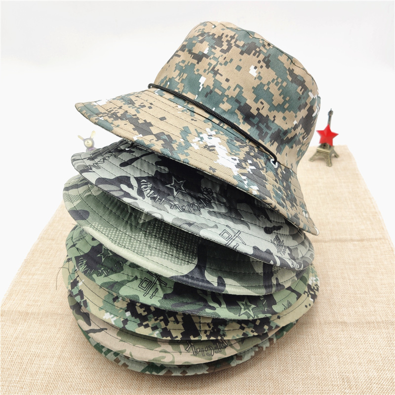 Summer Men'S Casual Fashion Waterproof Outdoor Sunscreen Sunshade  Camouflage Bucket Hat