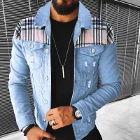 Men Fashion Simple Solid Color Denim Jacket