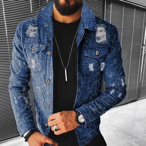Men's Fashion Print Multi-Pocket Slim Fit Denim Jeans
