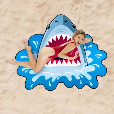 Fashion Rainbow Popsicle Shark Microfiber Beach Towel