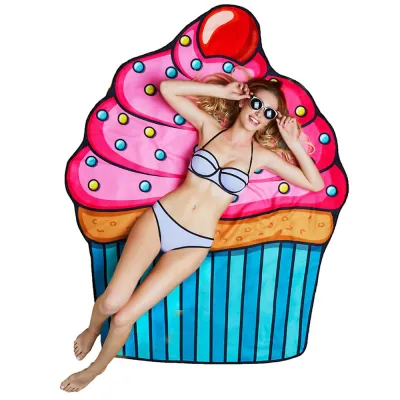 Fashion Shaped Microfiber Cartoon Watermelon Pizza Donut Pattern Beach Towel