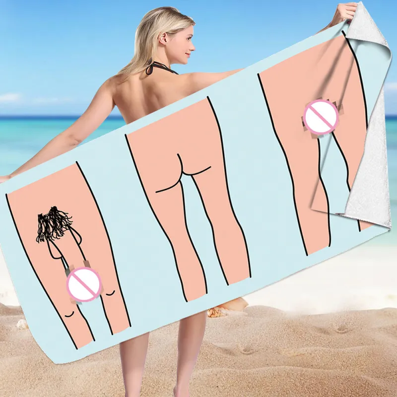 Trendy Body Pattern Printed Square Microfiber Beach Towel for Women