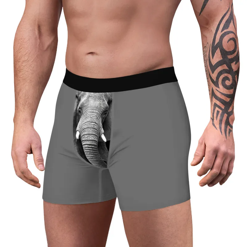 Wholesale Men'S Casual Elephant Printed Breathable Boxer Underwear