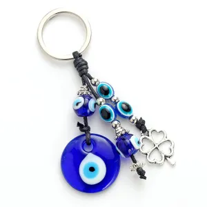 Unisex Bohemian Luck Eye Hollow Four-Leaf Clover Key Chain