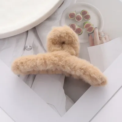 Women's Fashion Velvet Plush Shark Hair Clip Grip