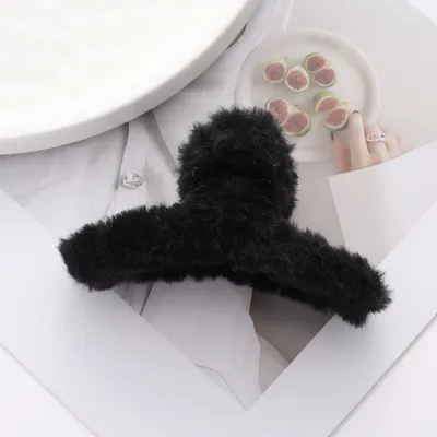 Women's Fashion Velvet Plush Shark Hair Clip Grip