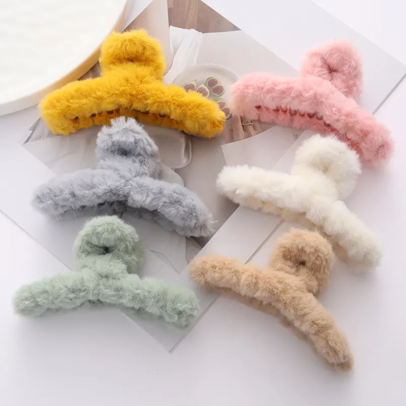 Women's Fashion Velvet Plush Shark Hair Clip Grip