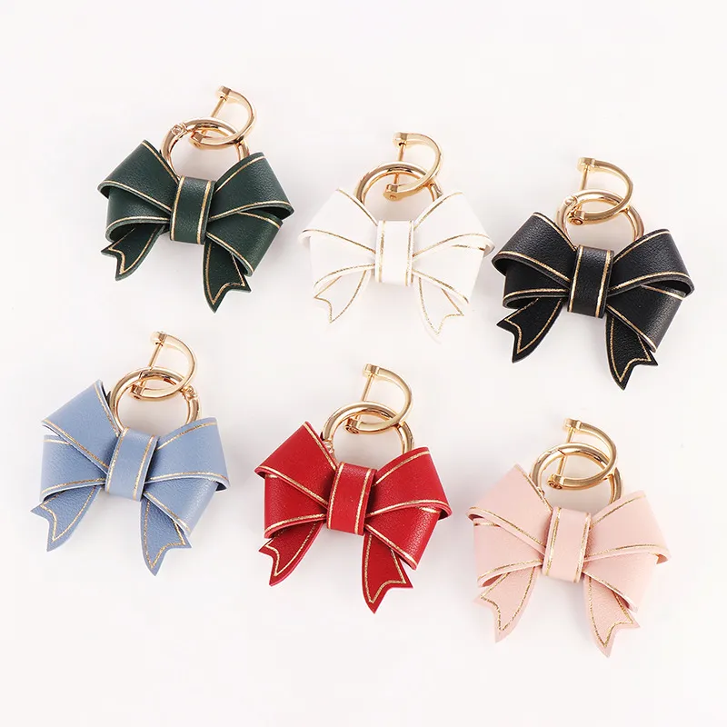 Women's Fashion Faux Leather Bow Keychain Pendant