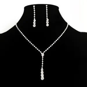 Fashion Bridal Rhinestone Necklace Earrings Two-Piece Set