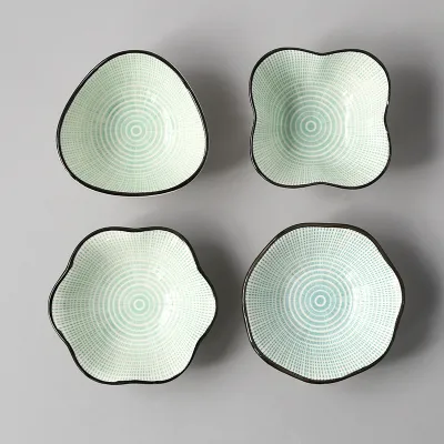 Household Fashion Dim Sum Dip Seasoning Side Dish Porcelain Peanut Dish Instagram Style Fresh Cute Irregular