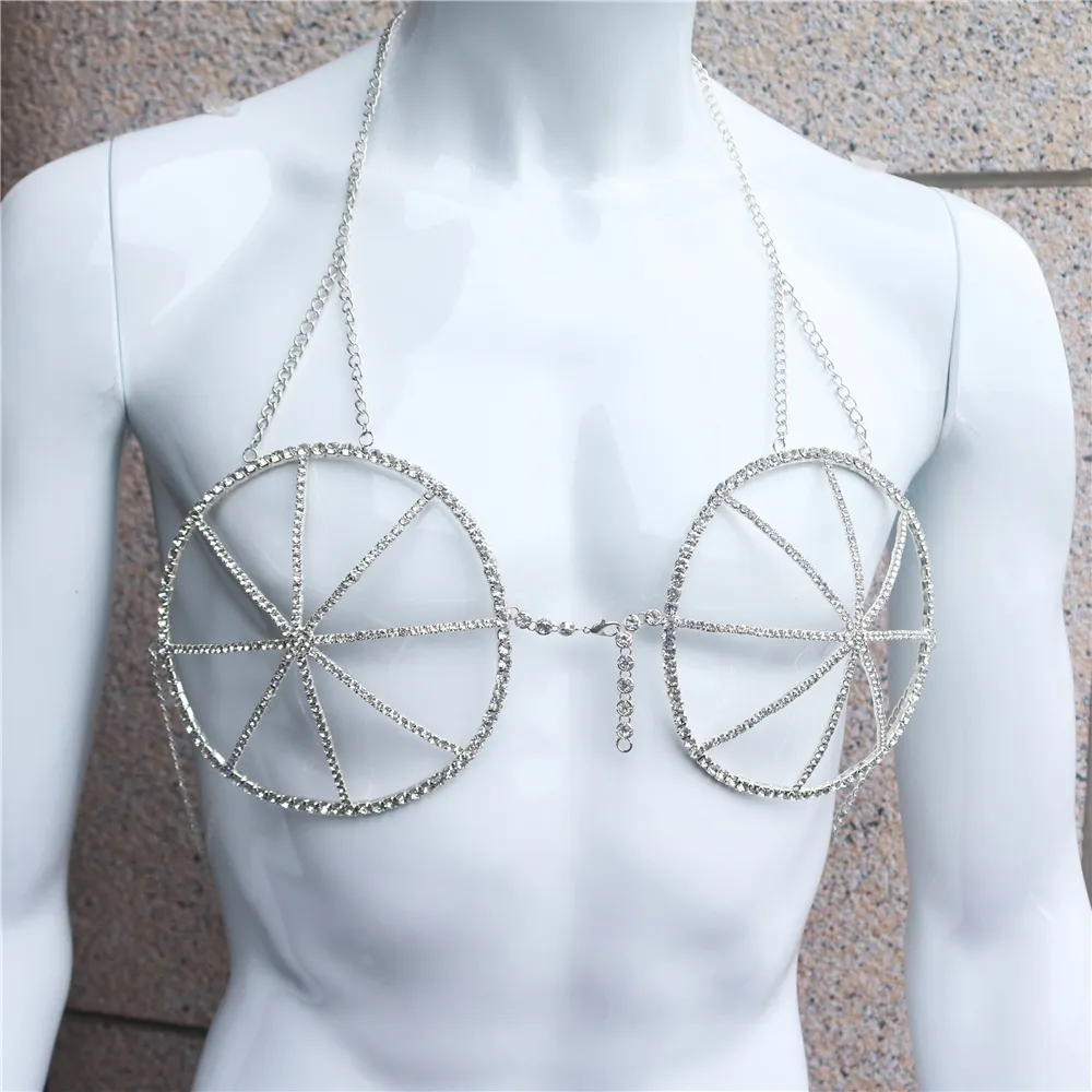 Wholesale Women'S Sexy Fashion Mesh Rhinestone Bra Body Chain