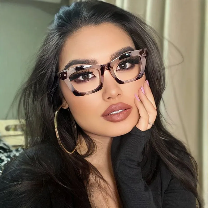 Women Fashion Square Anti Blue Light Glasses TR90 AC Lens