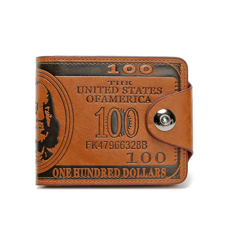 Women's Fashion Dollar Hundred Dollar Magnetic Buckle Compact PU Leather Wallet