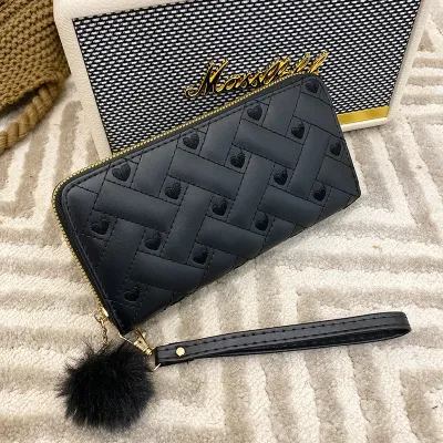Women Fashion Long Love Coin Purse with Geometric Pattern
