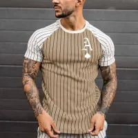 Men Casual Loose Letter Printing Round Neck Short Sleeve T-Shirt