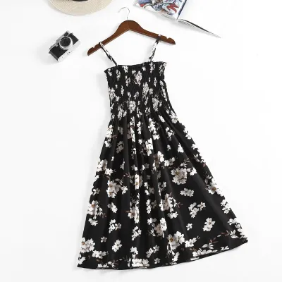 Women's Polka Dot Print Sling Vacation Dress French Retro Style