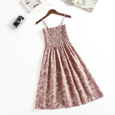 Women's Polka Dot Print Sling Vacation Dress French Retro Style