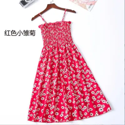 Women's Polka Dot Print Sling Vacation Dress French Retro Style