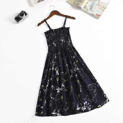 Women's Polka Dot Print Sling Vacation Dress French Retro Style