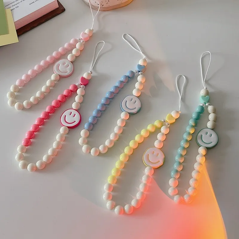 Women's Fashion Beaded Smile Phone Chain with Smile Beads