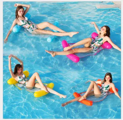 Foldable Floating Mesh Swimming Ring Recliner for Women in Solid Color Eco-Friendly PVC