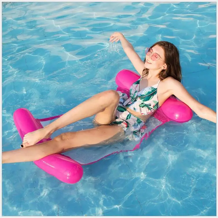 Foldable Floating Mesh Swimming Ring Recliner for Women in Solid Color Eco-Friendly PVC