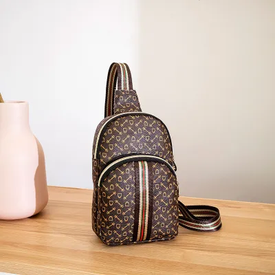Women Fashion Retro PU Wide Shoulder Chest Bag