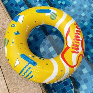 Women Inflatable Swimming Ring with Thickened Handle - PVC Material, Printed Pattern