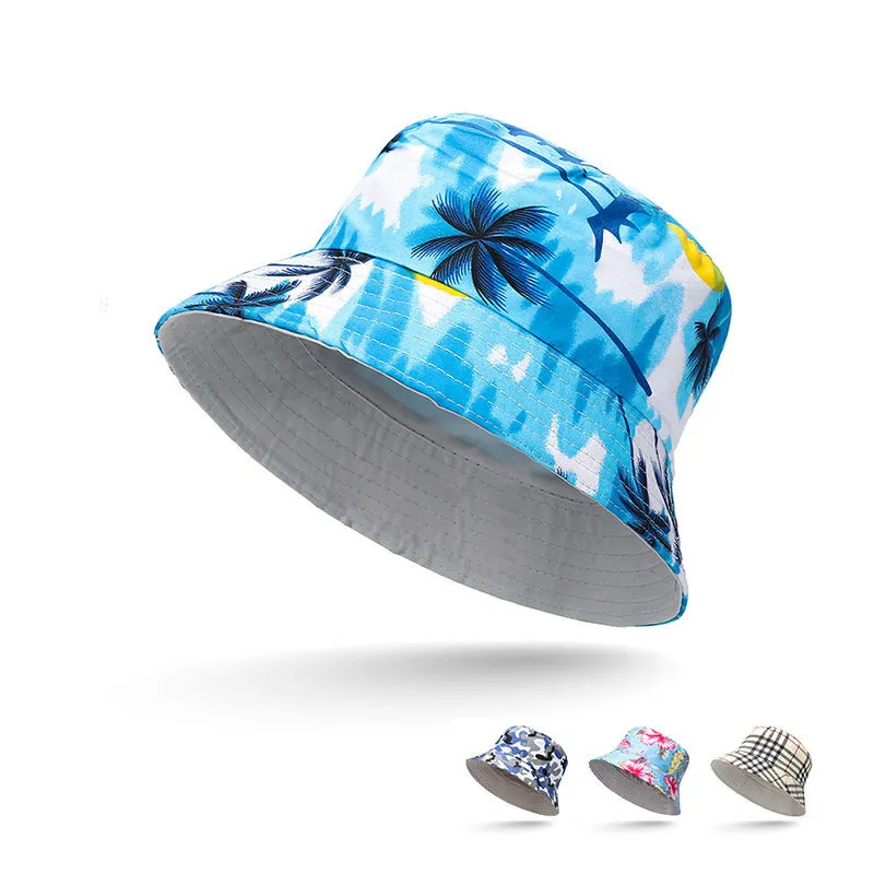 Unisex Casual Plaid Flora Printing Camouflage Sunshade Bucket Hat