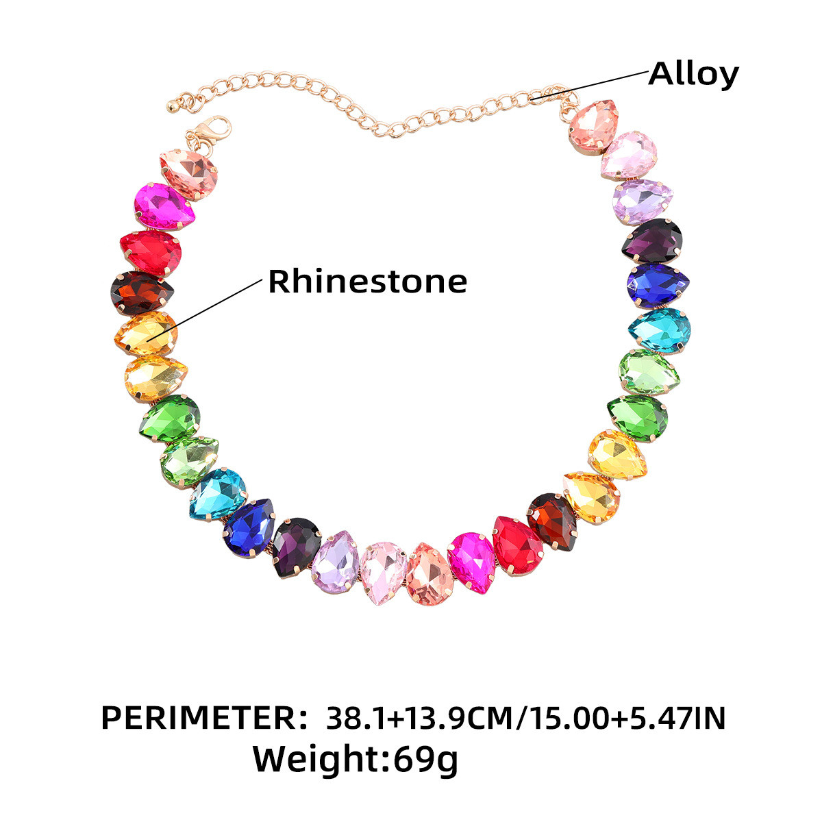 New Square Multicolor Rhinestone Wedding Necklace Choker for Women Simple  Gem Jewelry Statment Necklace Chain Crystal Collar - AliExpress