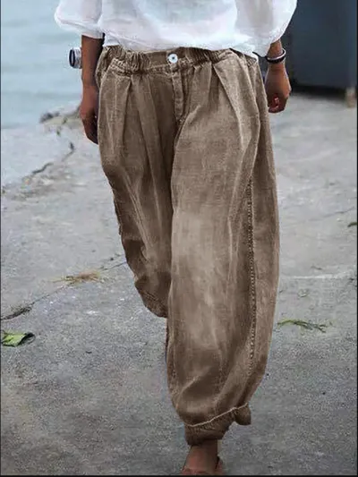 Women's Vintage Casual Floral Print Loose Imitated Jeans
