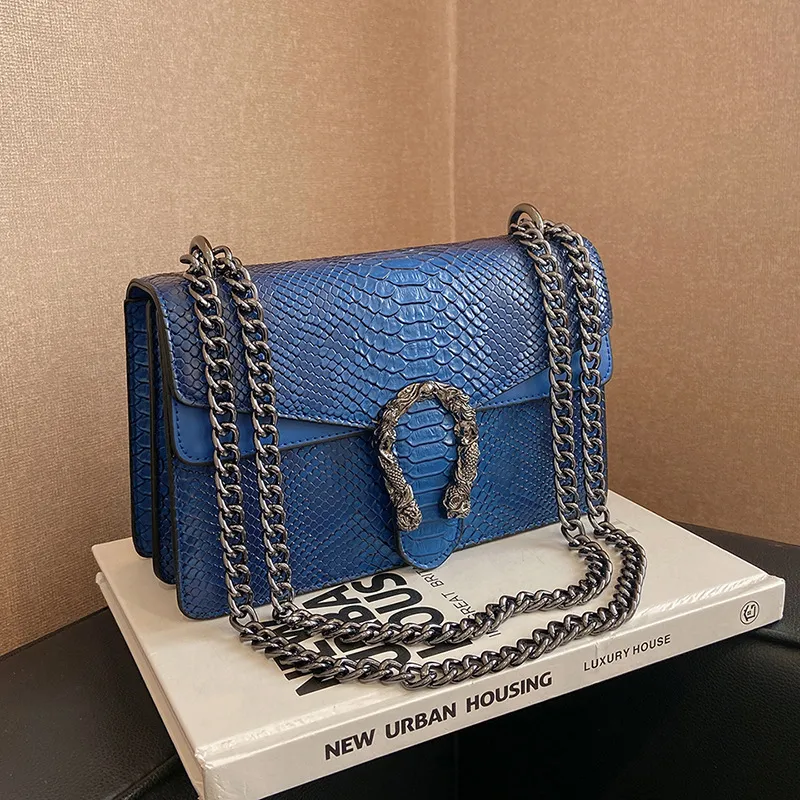 Women Fashion Snake Print Retro Bacchus Chain Messenger Crossbody Bag