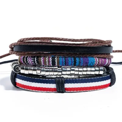 Fashion Multilayer Leather Braided Bracelets Set for Women Men