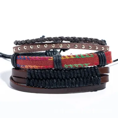 Fashion Multilayer Leather Braided Bracelets Set for Women Men