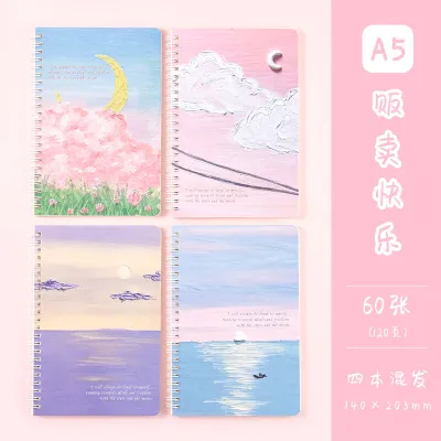 Wholesale Oil Painting Scenery A5 Thick Horizontal Line Coil Notebook