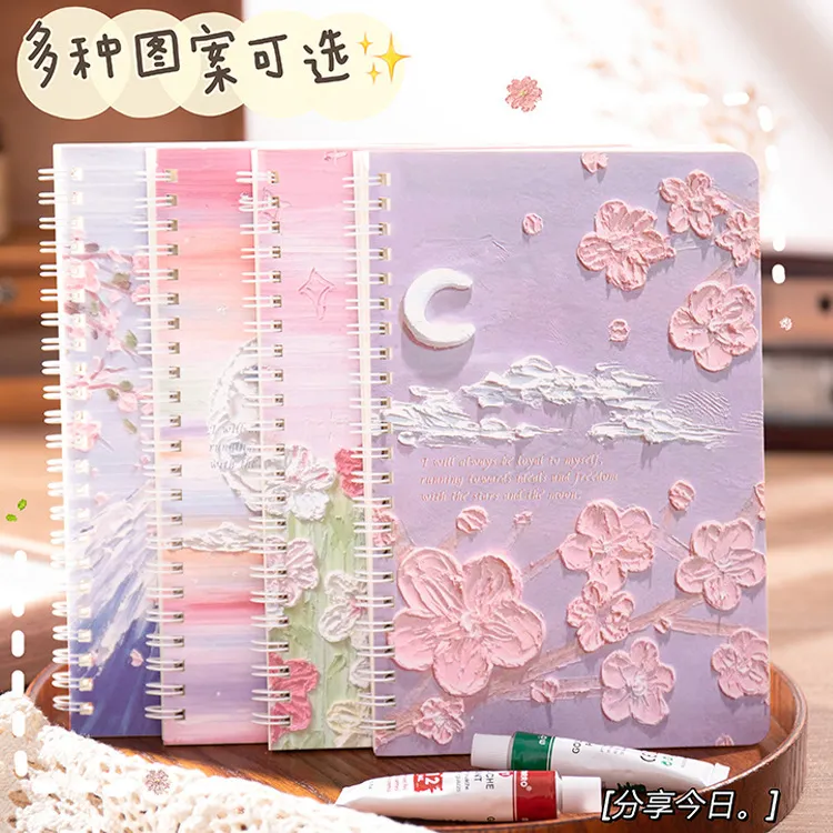 Wholesale Oil Painting Scenery A5 Thick Horizontal Line Coil Notebook