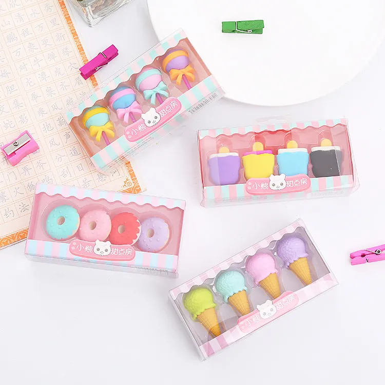 Wholesale Creative Cartoon Gift Box TPR Eraser for Stationery Supplies