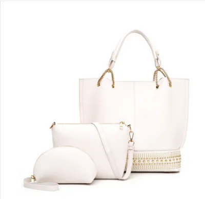Fashion Large Capacity Three-Piece PU Handbag With Rivet Decoration