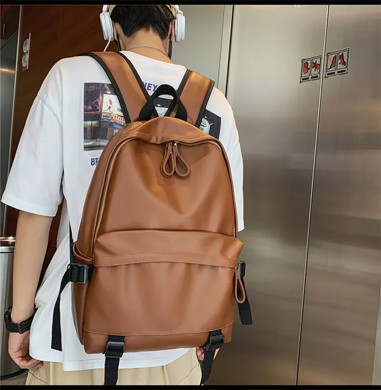 Wholesale Unisex Fashion Plaid Large Capacity Pu Leather Backpack