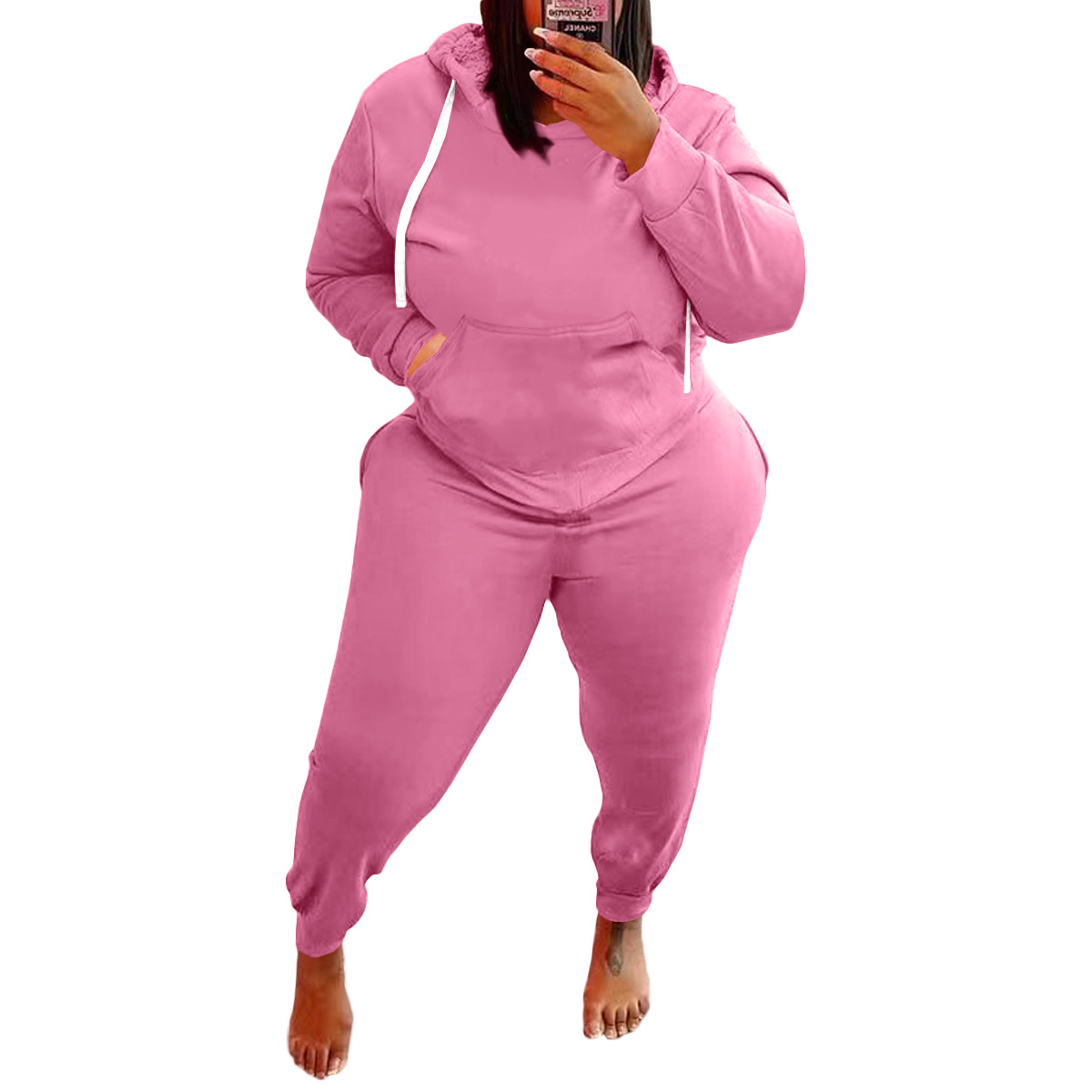 Wholesale Plus Size Women'S Fashion Casual Hoodie Solid Color