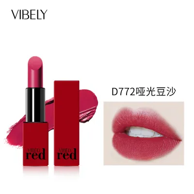 VIBELY Matte Long Lasting Lipstick - Universal Skin Type, Velvet Texture, Non-Stick Cup
