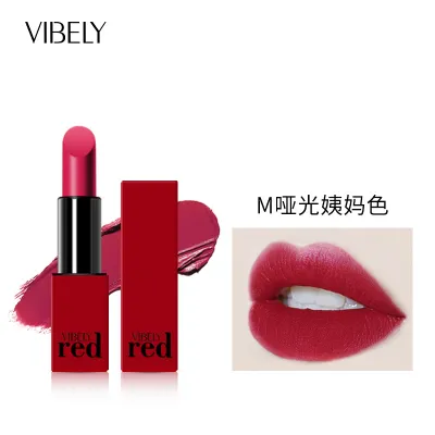 VIBELY Matte Long Lasting Lipstick - Universal Skin Type, Velvet Texture, Non-Stick Cup