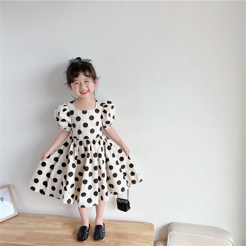 Toddler Girls Polka Dot Print Tiered Hem Dress | SHEIN