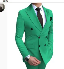Men Fashion Classic Solid Color Two-Piece Wedding Dress Suit Set