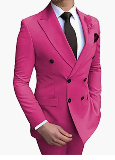 Men Fashion Classic Solid Color Two-Piece Wedding Dress Suit Set