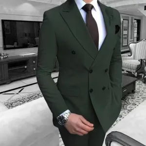Men Fashion Classic Solid Color Two-Piece Wedding Dress Suit Set
