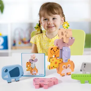 Children Kids Baby Fashion Animal Building Blocks Balance Stacking High Educational Wooden Toys