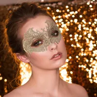 Women Sexy Hollow Half Face Gold Thread Lace Masquerade Mask
