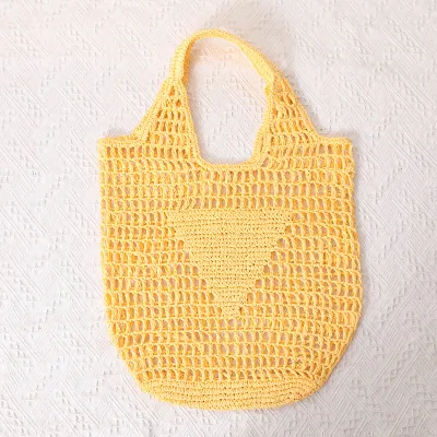 Women Fashion Large Capacity Hollow Woven Straw Handbag