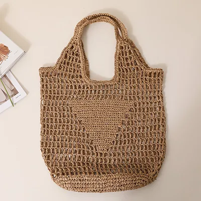 Women Fashion Large Capacity Hollow Woven Straw Handbag